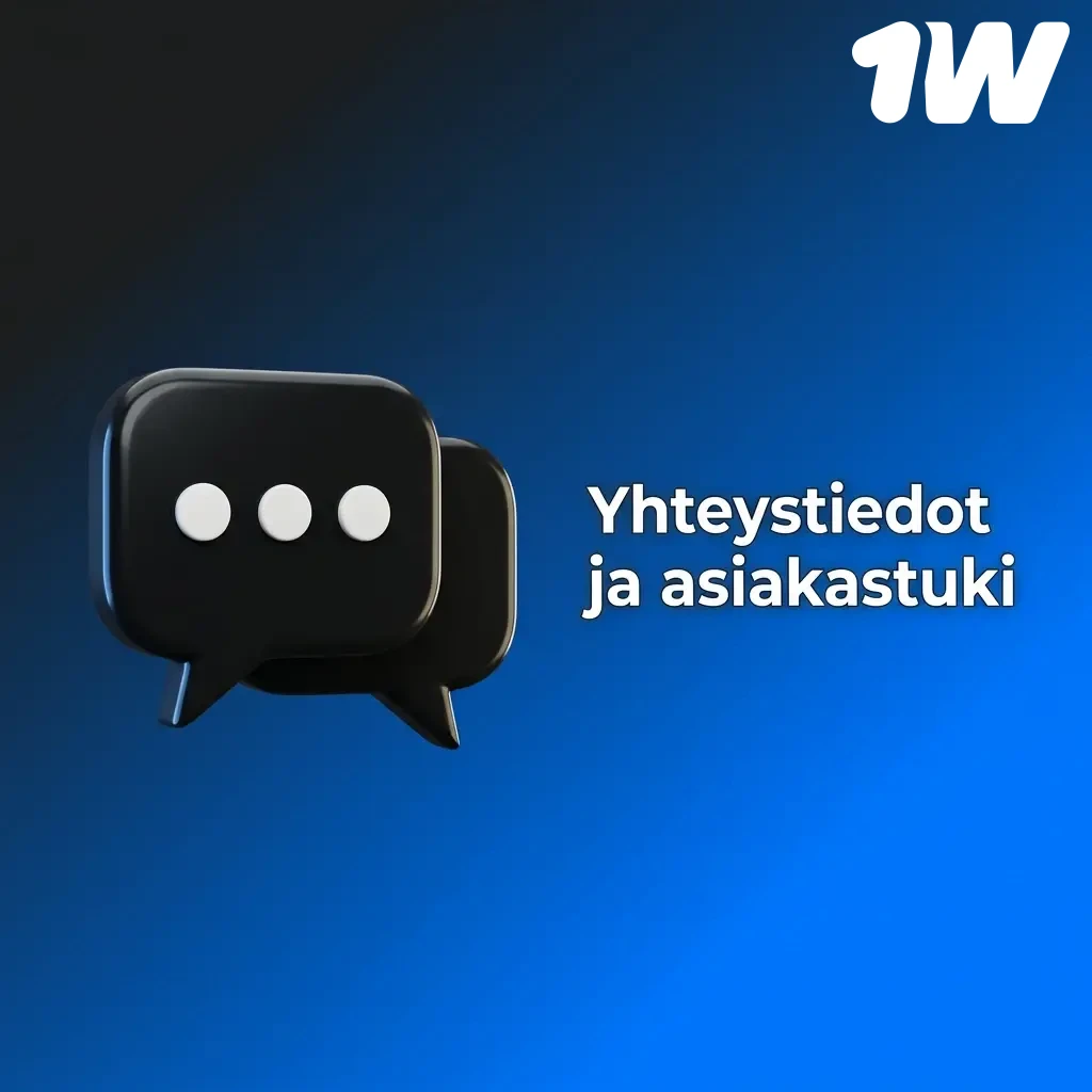 1w asiakastuki kanavat: live-chat 24/7, sähköposti ja FAQ-osio verkkosivustolla