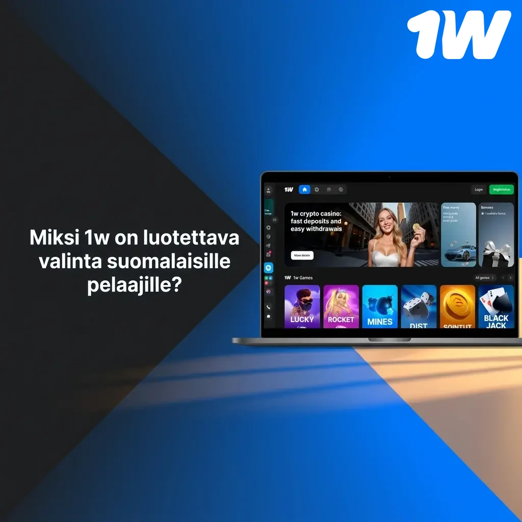 1w betting platform for Finnish players featuring sports betting, casino games, security features, and mobile app