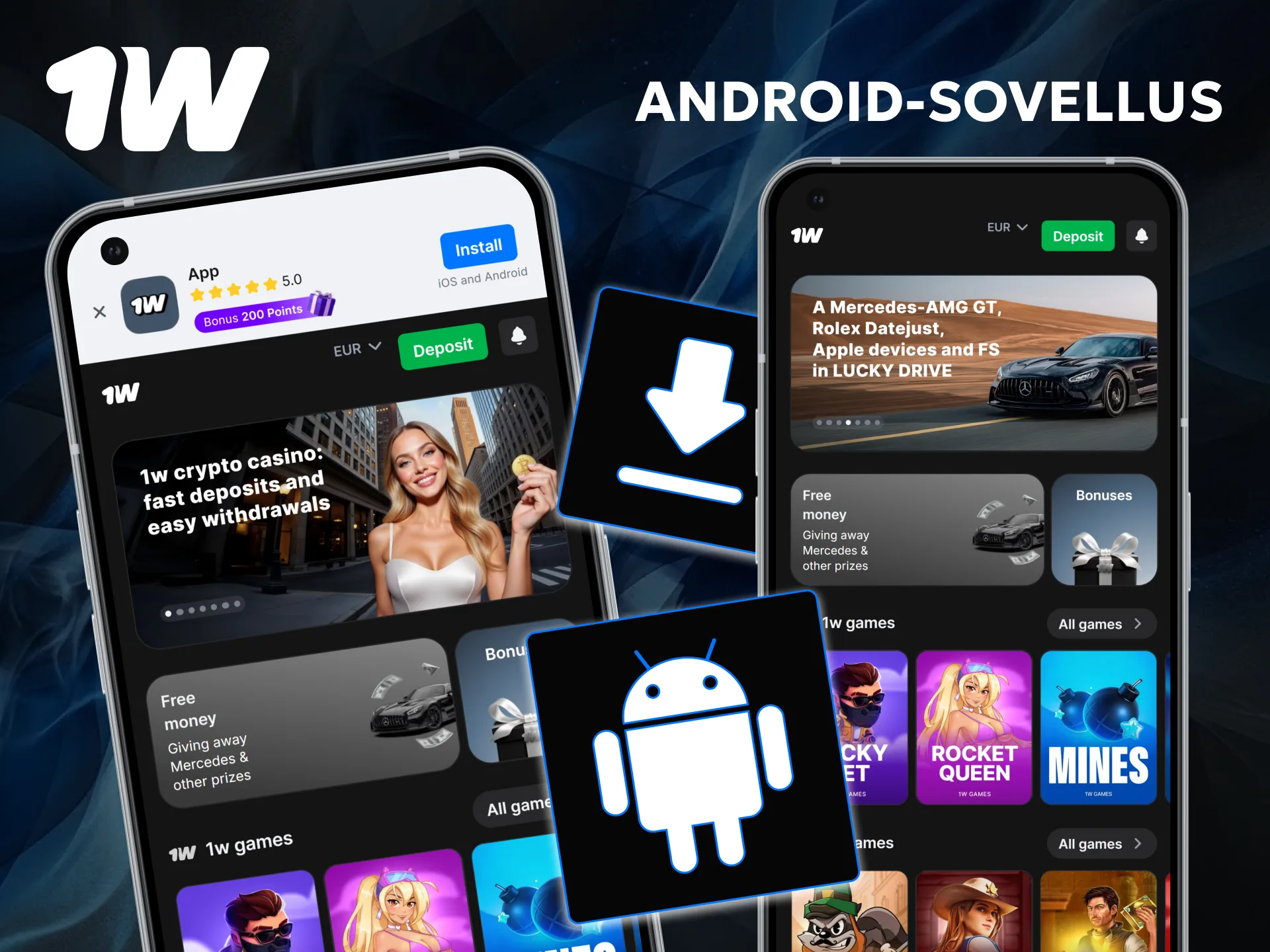 Asenna tehokas Android-sovellus suoraan 1w-sivustolta parhaan suorituskyvyn takaamiseksi.