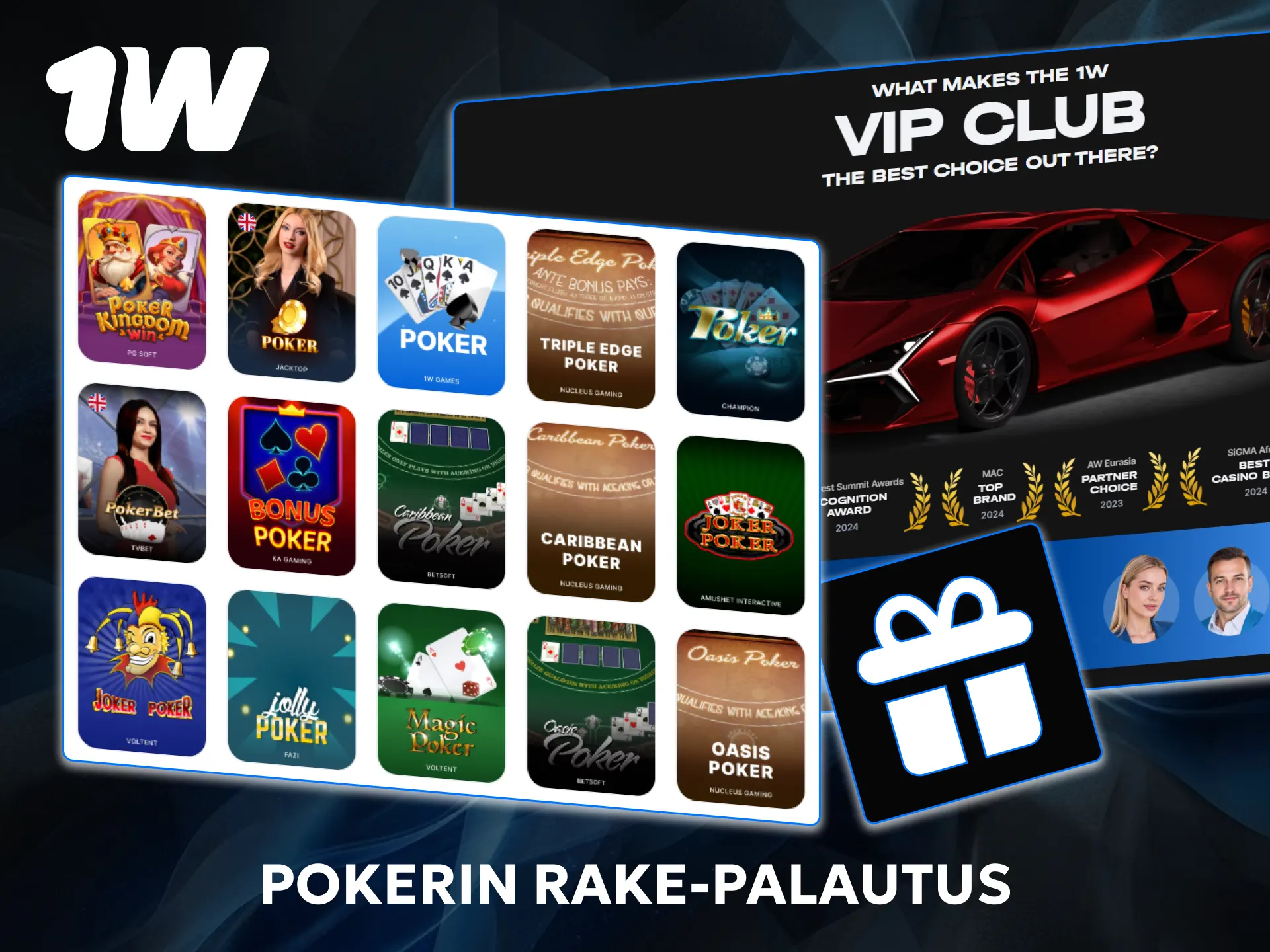 Nauti pokerin rake-palautus ja VIP-ohjelma eduista pelatessasi korttipelejä 1w-alustalla.