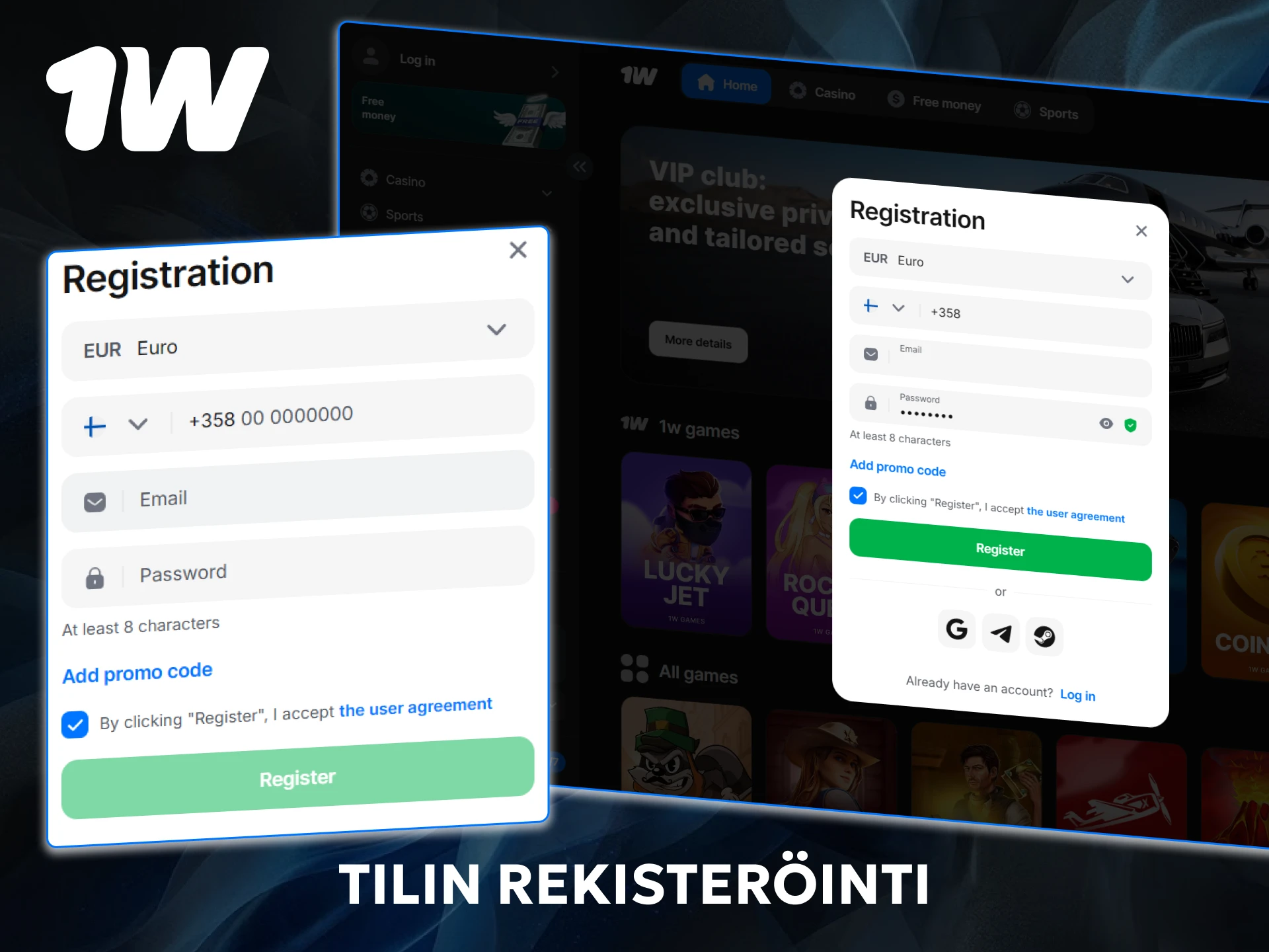 Seuraa ohjeitamme, jotta tilin rekisteröinti 1w sujuu nopeasti ja vaivattomasti.